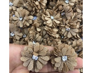 FLOR DE TECIDO COM STRASS (PCT C/ 2UN)