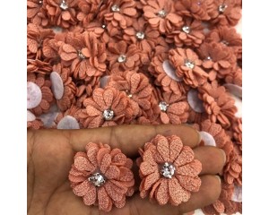 FLOR DE TECIDO COM STRASS (PCT C/ 2UN)